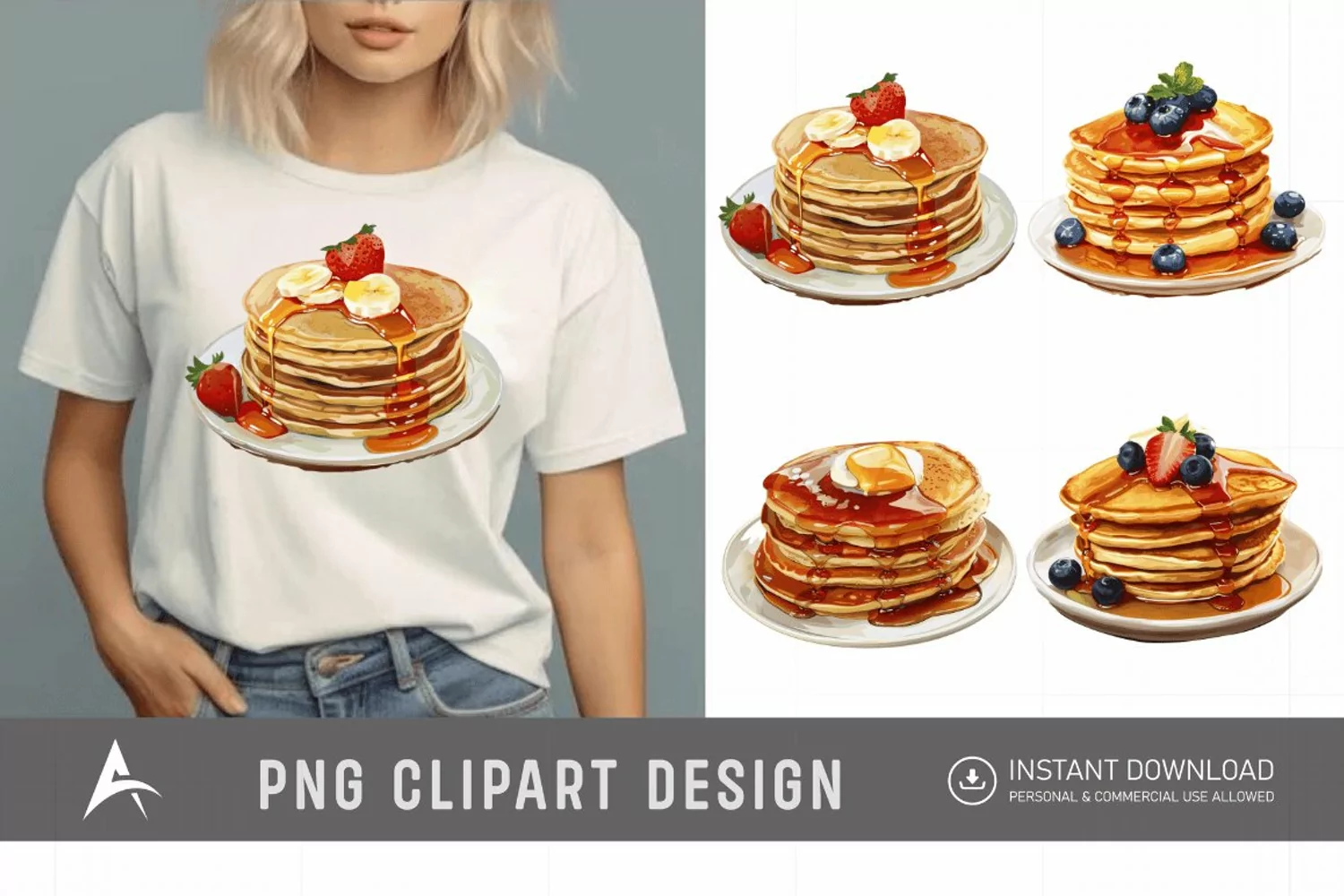 Watercolor Pancakes Clipart product image 1