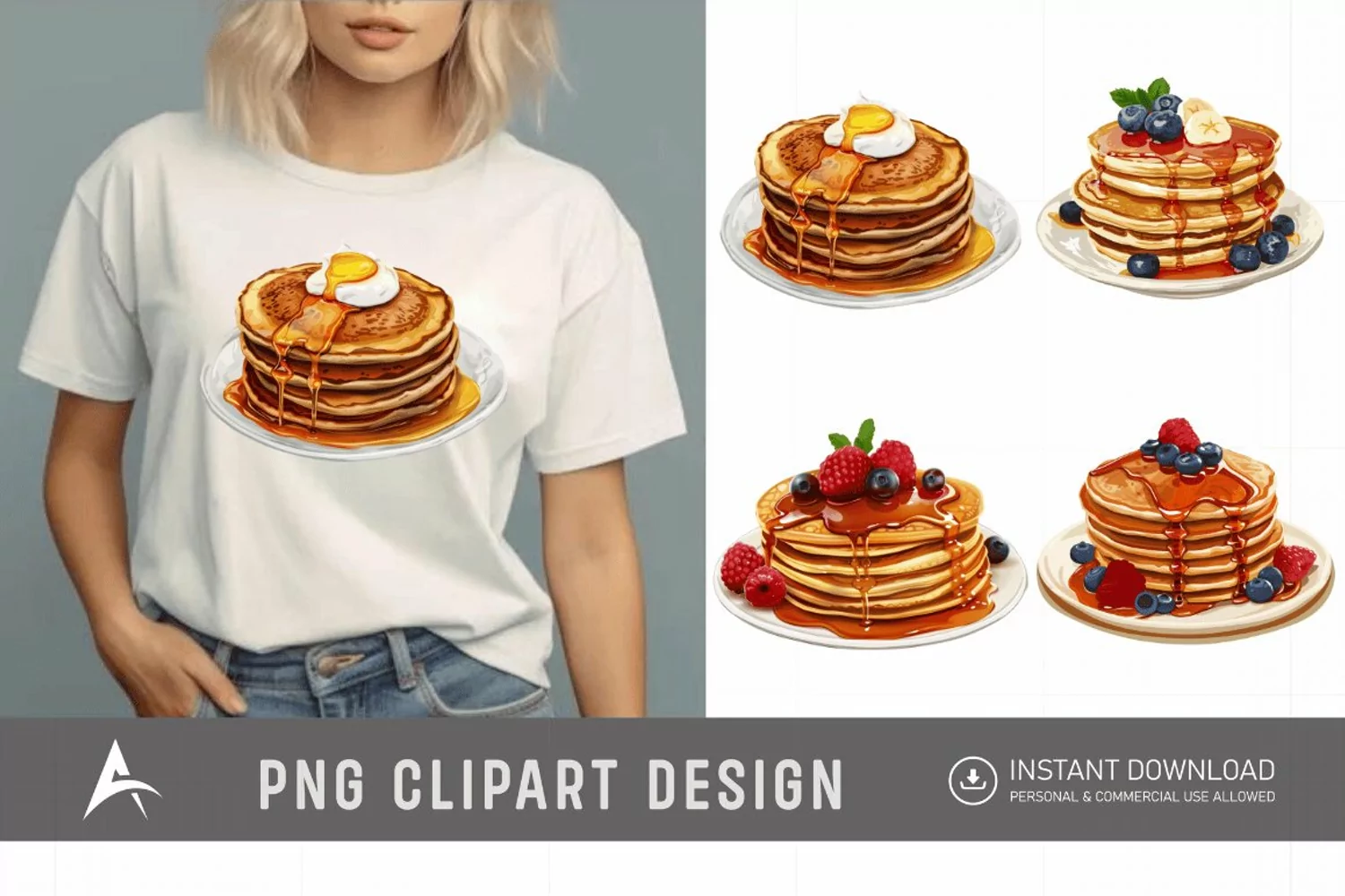 Watercolor Pancakes Clipart product image 1