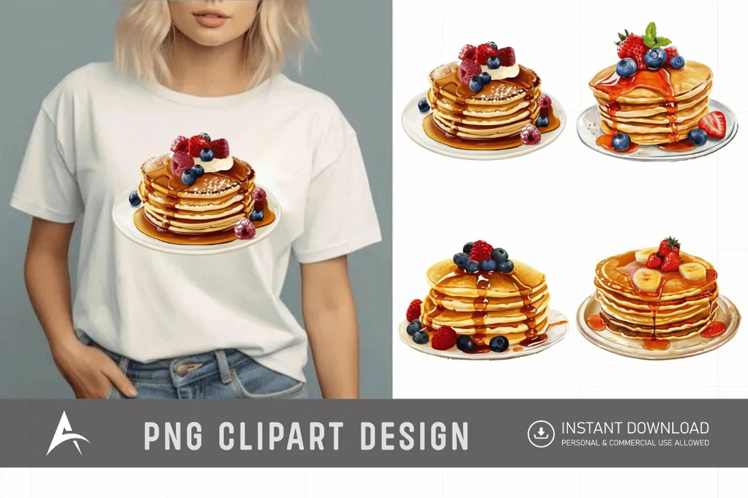 Watercolor Pancakes Clipart product image 1