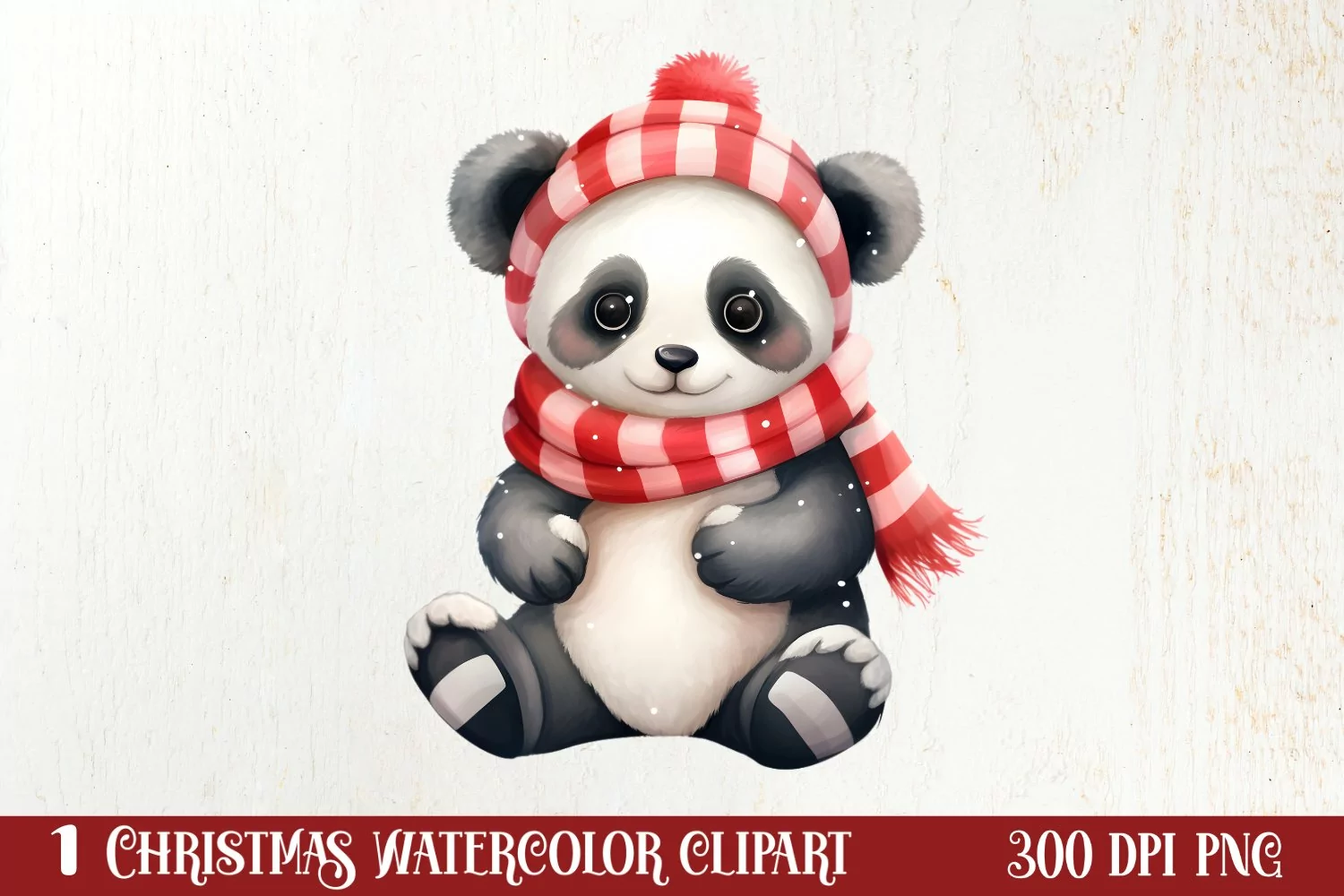 Panda Christmas Sublimation Clipart, Panda Christmas Clipart product image 1