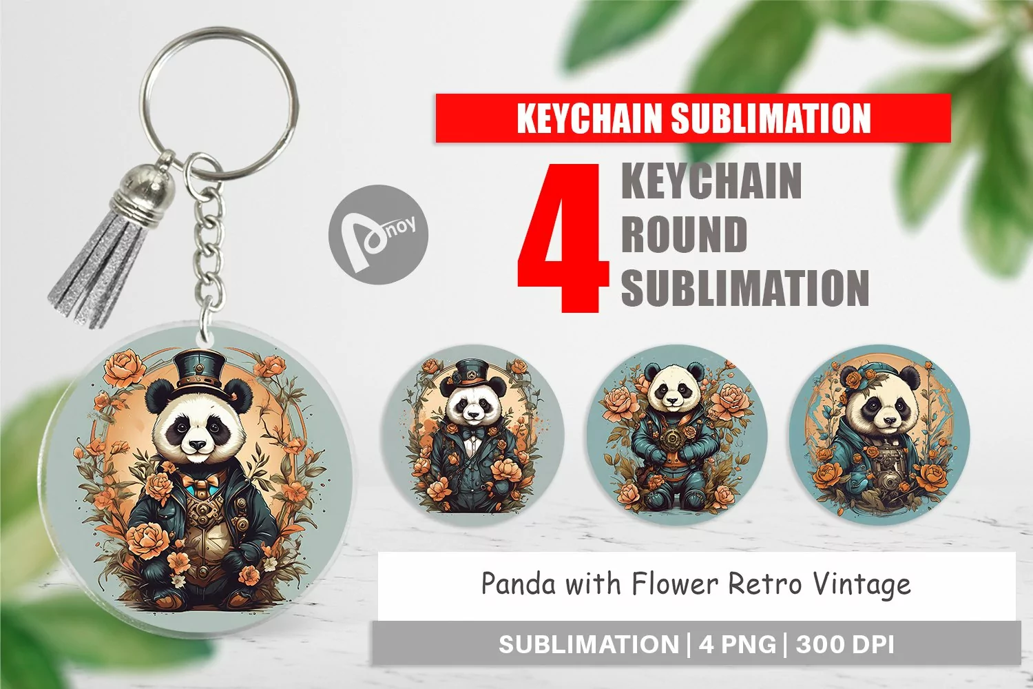Keychain Steampunk Panda product image 1