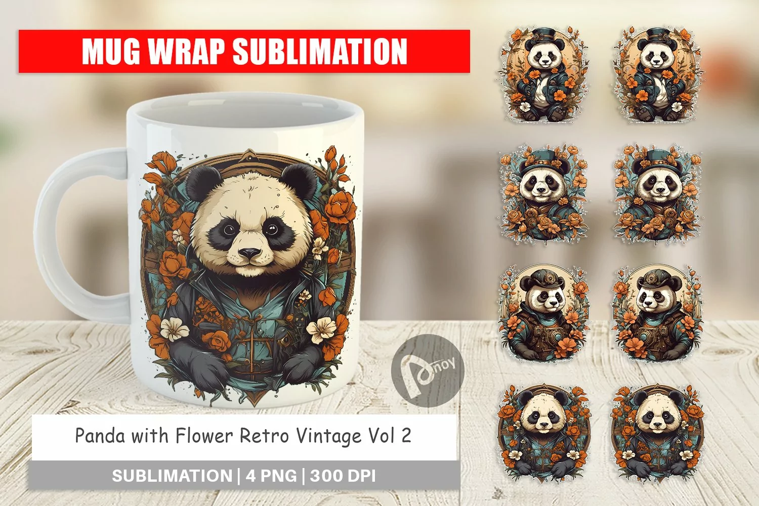Mug Wrap Design Steampunk Panda product image 1