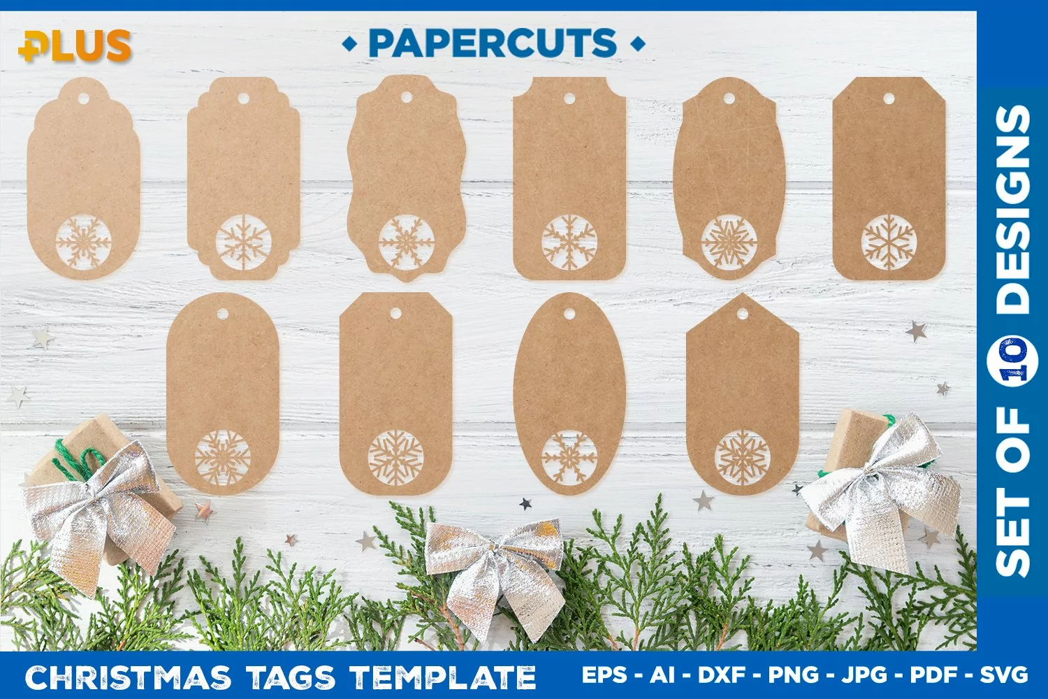 Christmas Gift Tags SVG. Christmas Snowflakes Tags Template product image 1