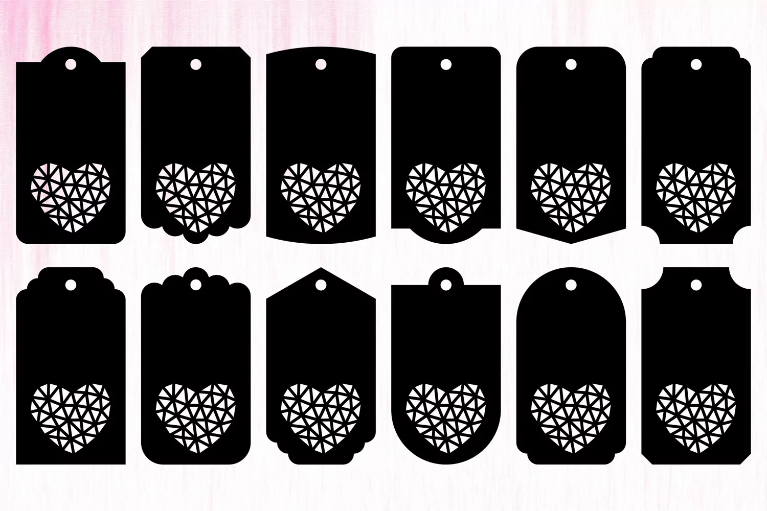 Paper Cut Heart Gift Tags. Hang Tags SVG. Sale Tags Template product image 1