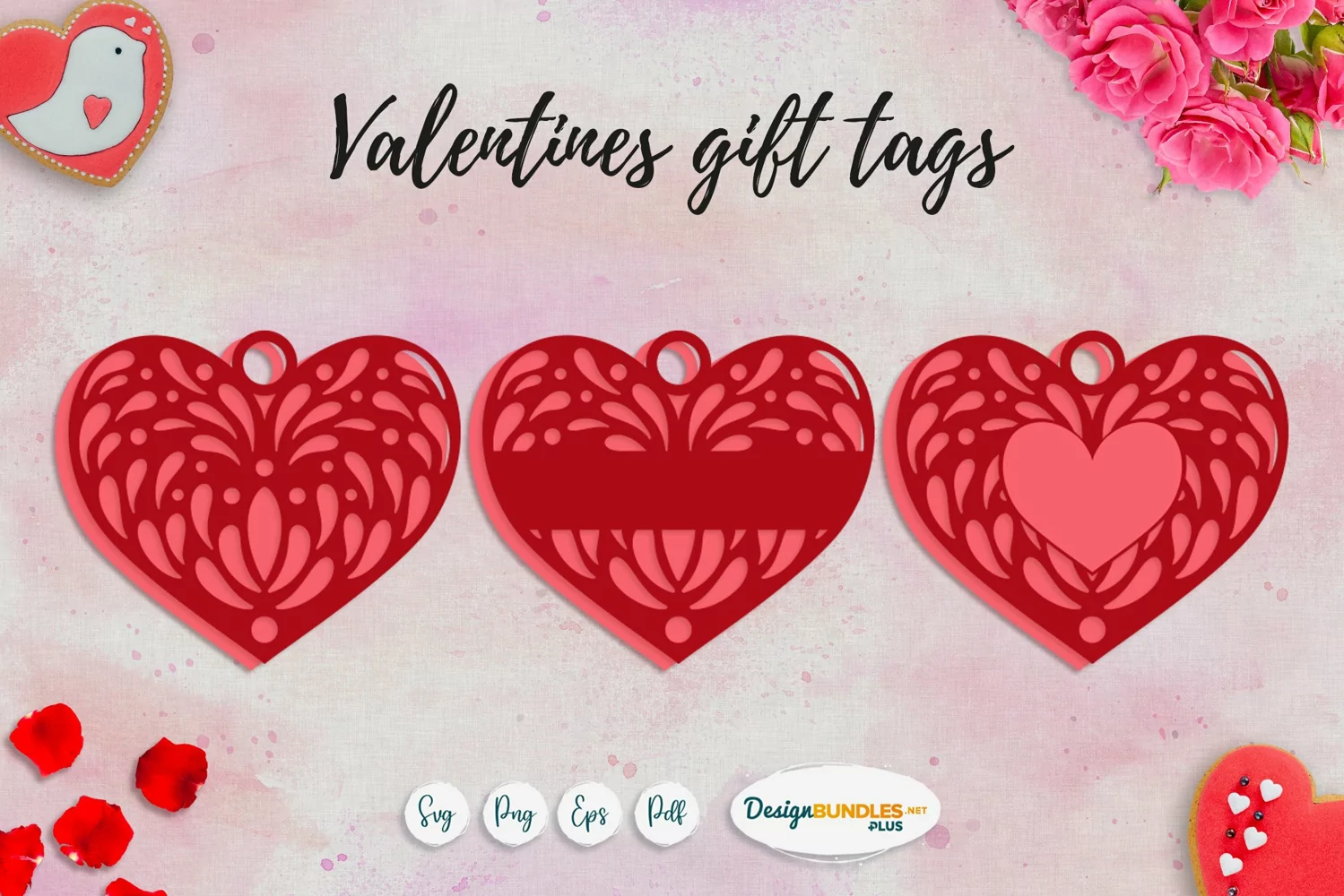 Happy Valentine Heart gift tags | Vintage heart templates product image 1