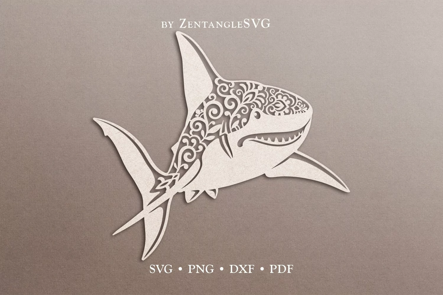 Shark SVG DXF Laser cut files, Shark Flower Floral SVG product image 1