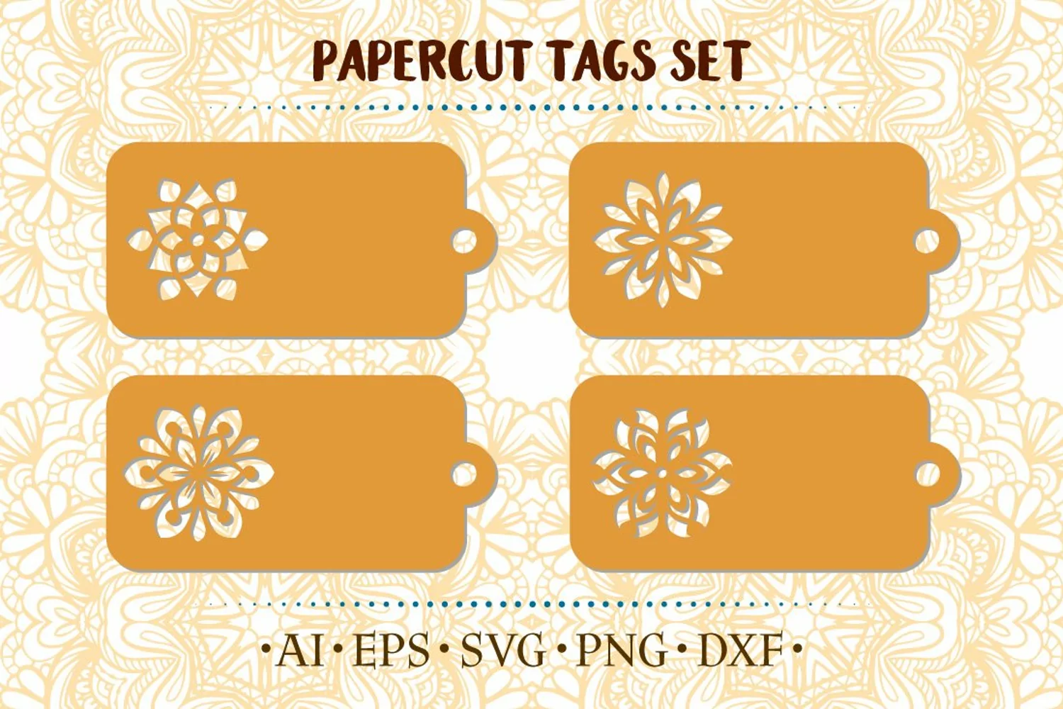Papercut gift tags with simple ethnic mandalas decoration. product image 1