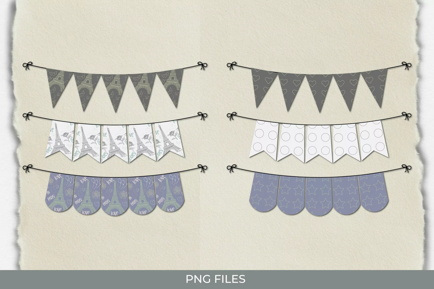 Paris with Vintage Color Seamless Pattern Bunting Banner product image 1