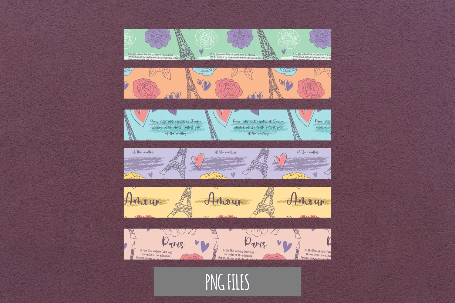 Paris with Vintage Color Seamless Pattern Strips product image 1