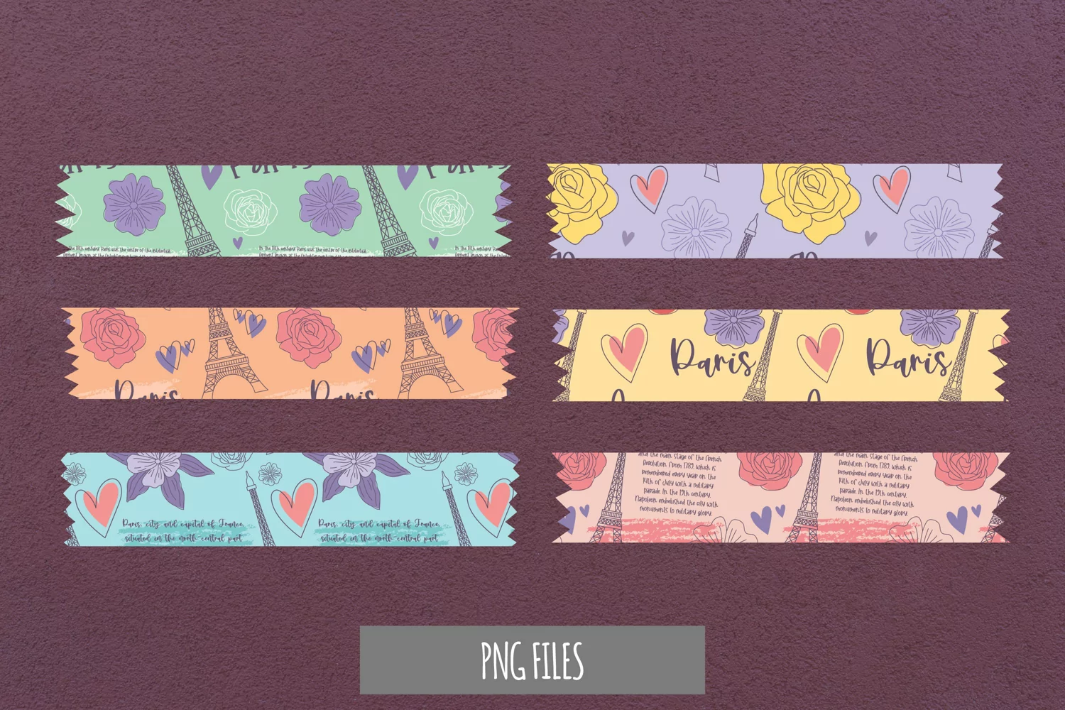 Paris with Vintage Color Seamless Pattern Tape product image 1