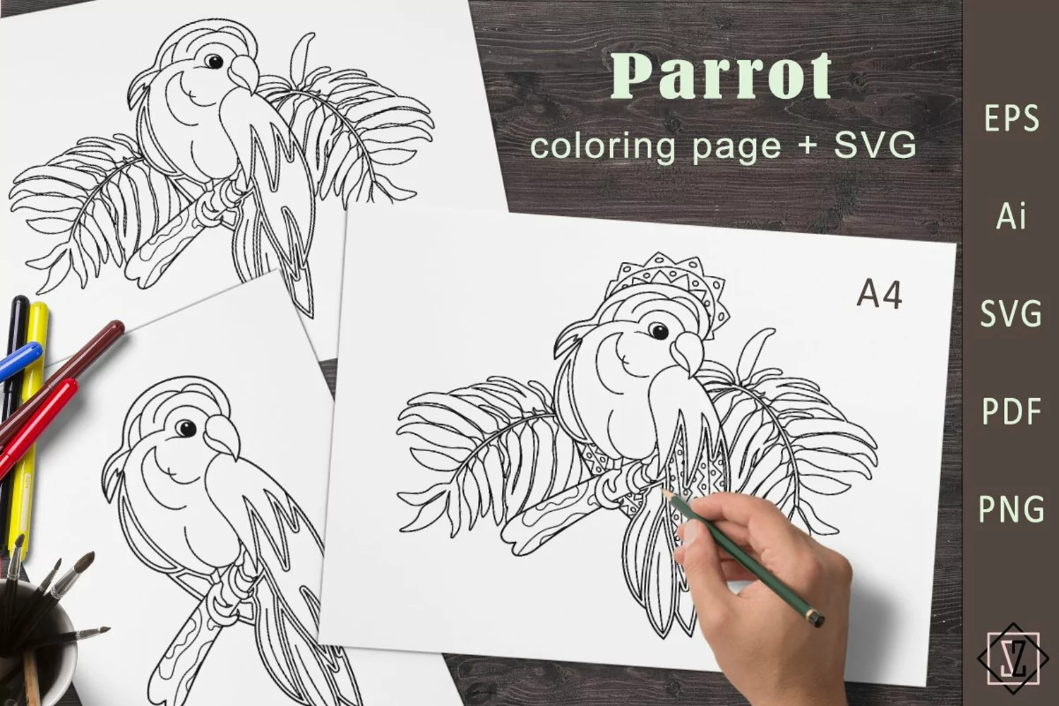Parrot. Coloring SVG product image 1