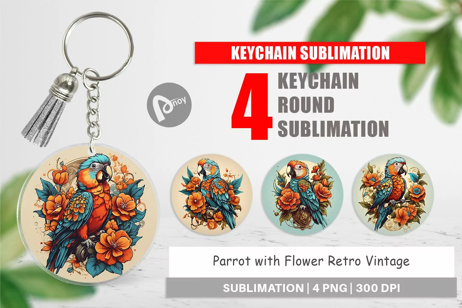 Keychain Parrot and Flower product image 1
