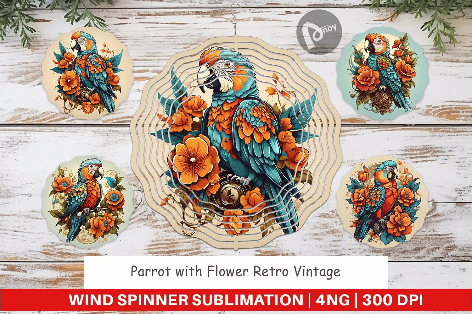 Wind Spinner Parrot and Flower product image 1