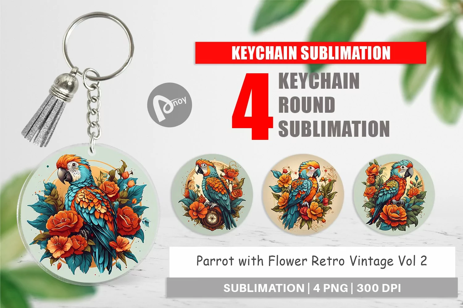Keychain Parrot and Flower product image 1