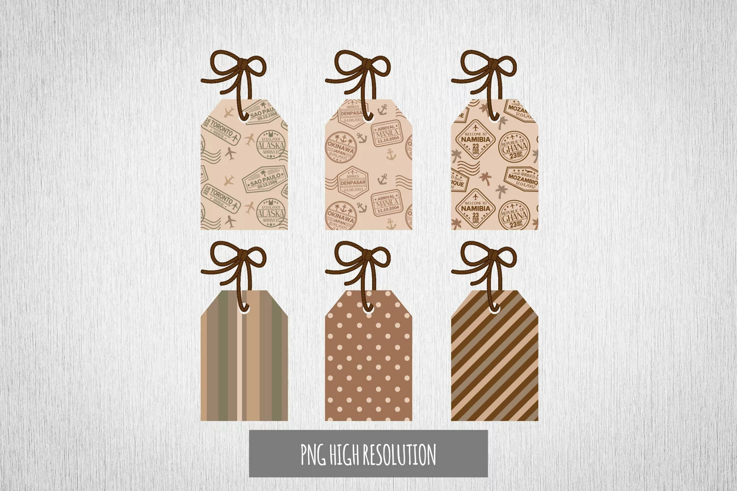 Passport Stamps Patterned Tags product image 1