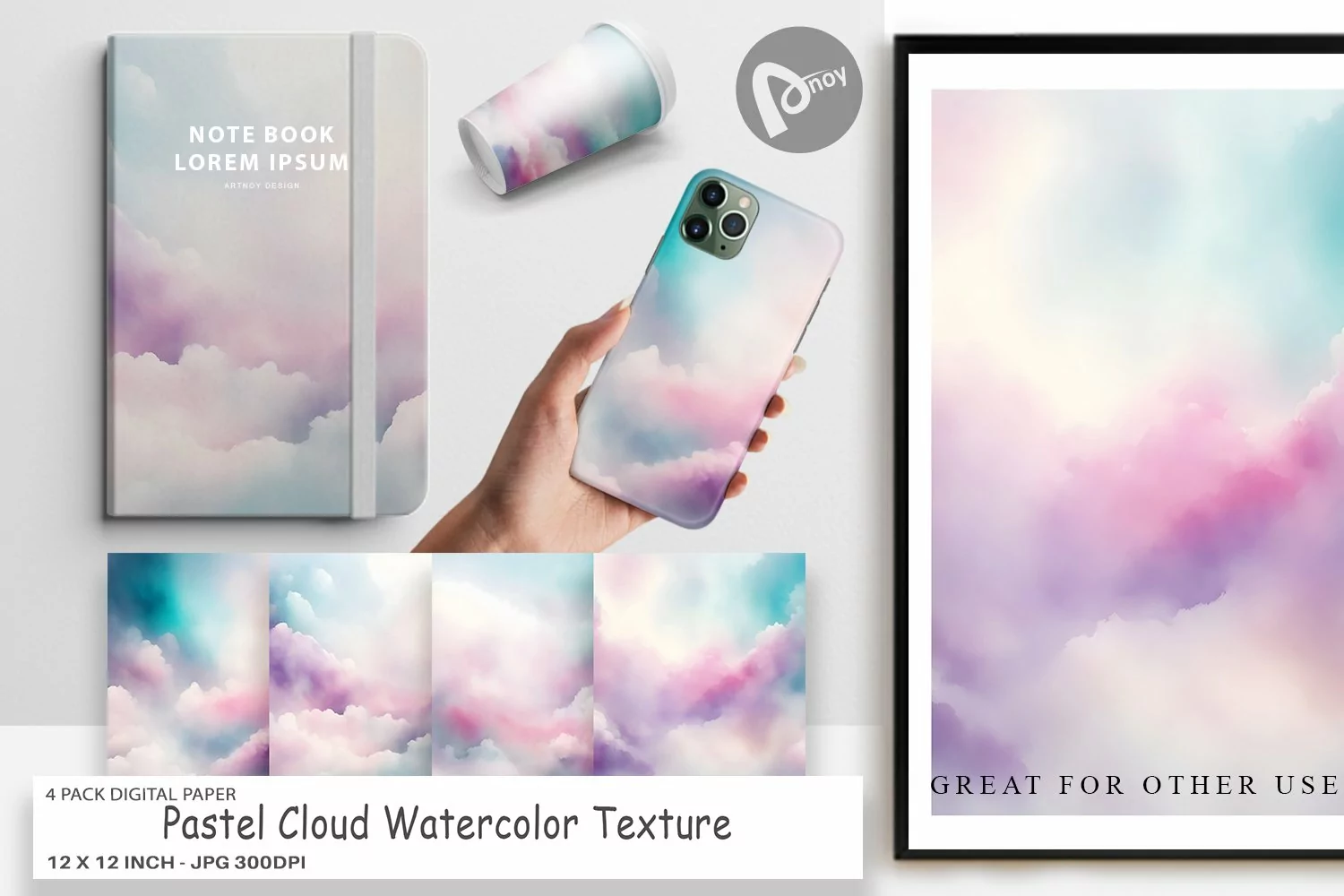 Digital Paper Pastel Cloud Watercolor product image 1