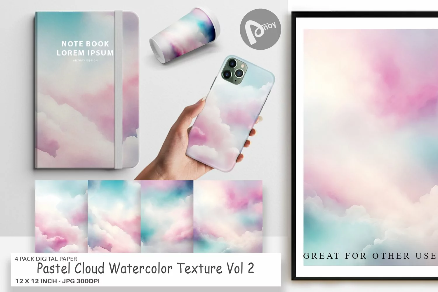 Digital Paper Pastel Cloud Watercolor product image 1