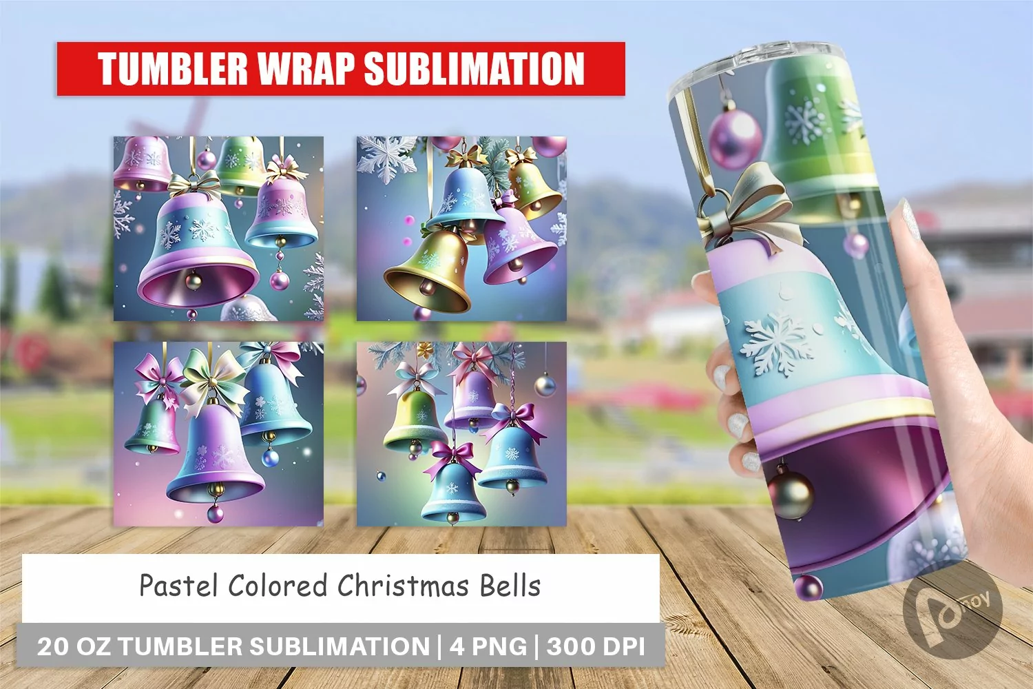 Tumbler Wrap Pastel Christmas Bells product image 1