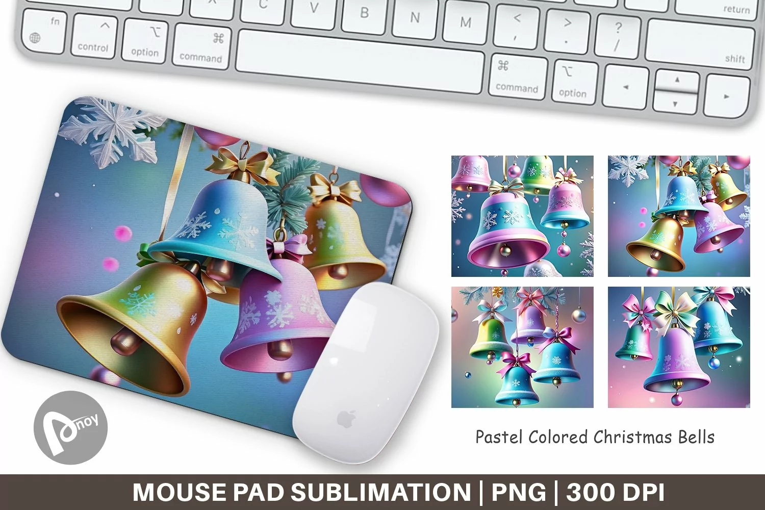 Mouse Pad Pastel Christmas Bells product image 1