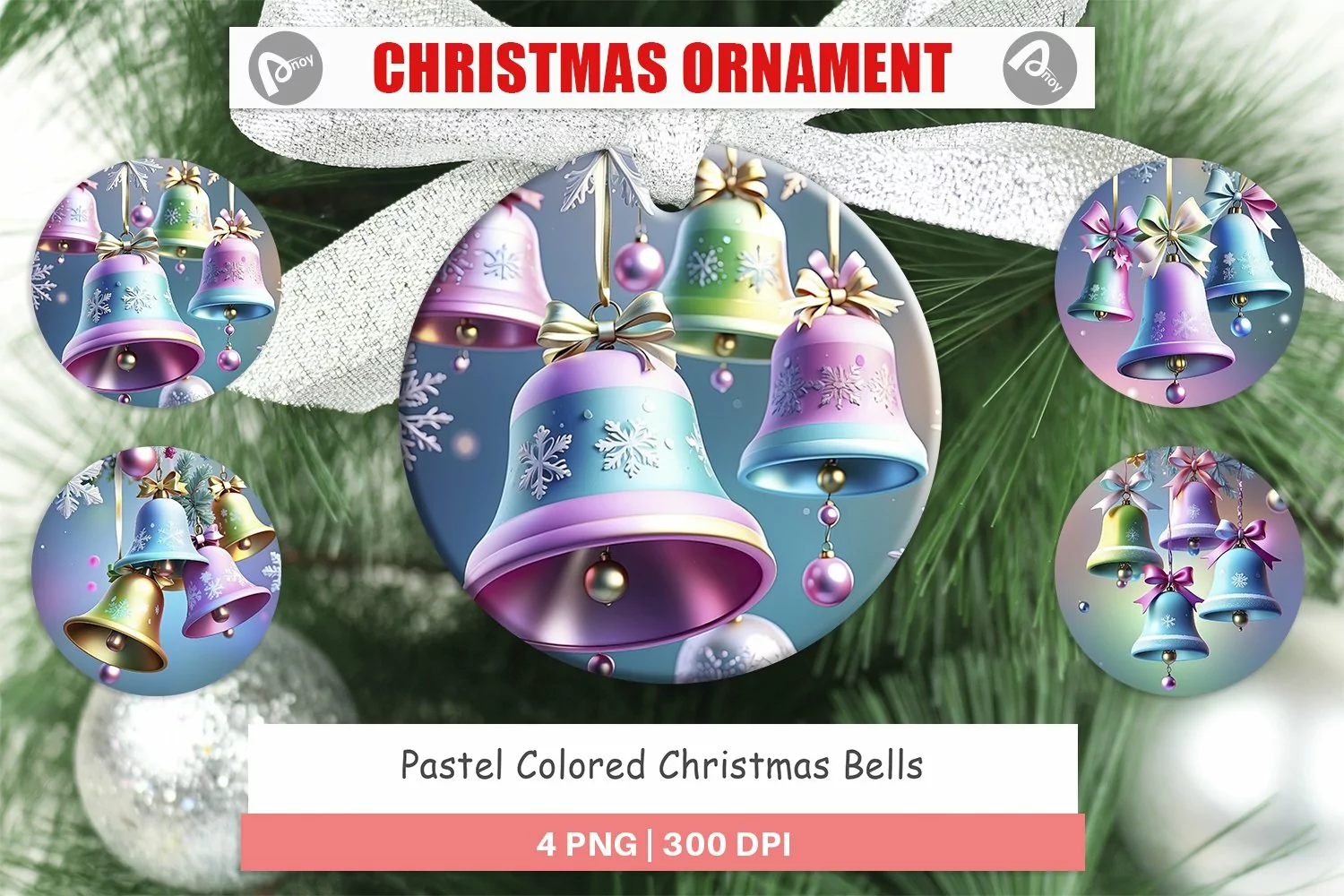 Christmas Ornaments Pastel Christmas Bells product image 1
