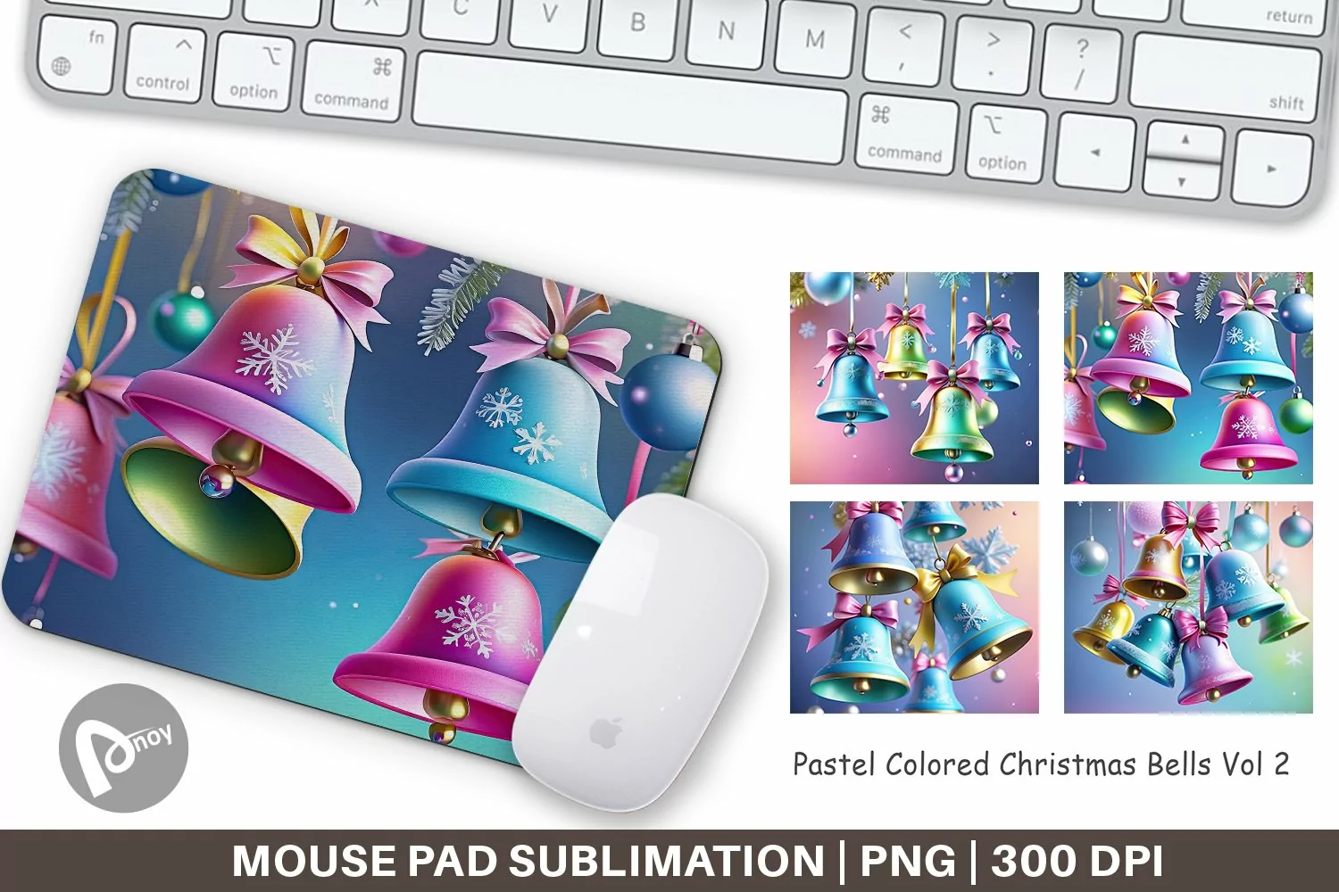 Mouse Pad Pastel Christmas Bells product image 1