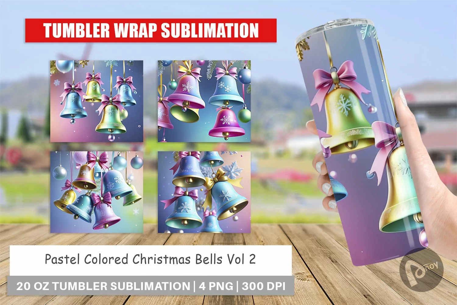 Tumbler Wrap Pastel Christmas Bells product image 1