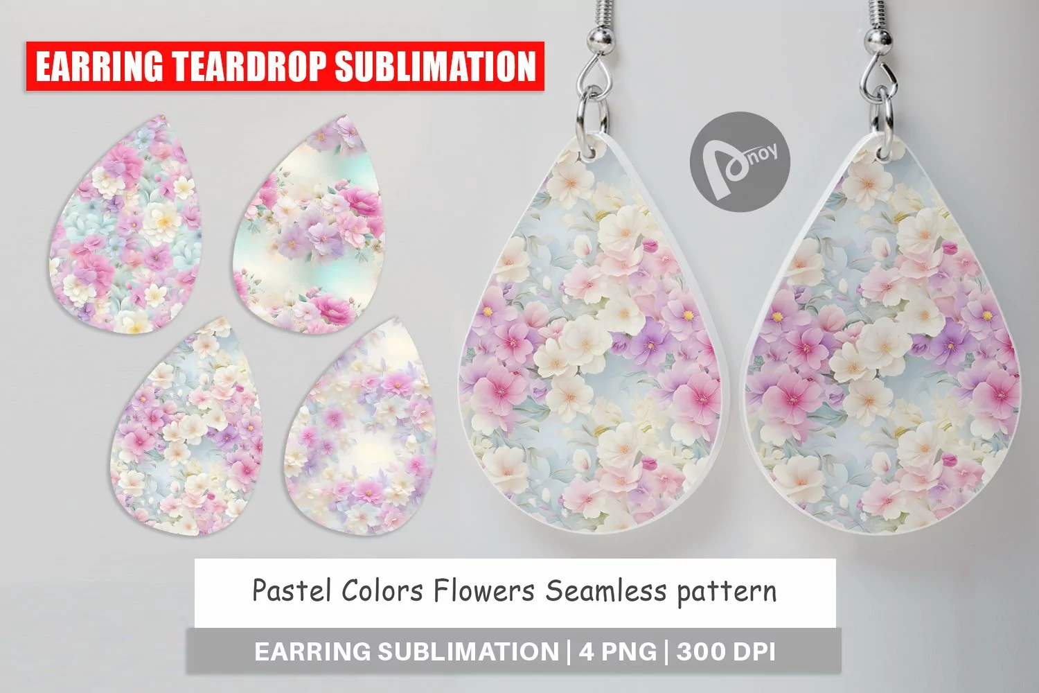 Earring Teardrop Flower Pastel Pattern product image 1