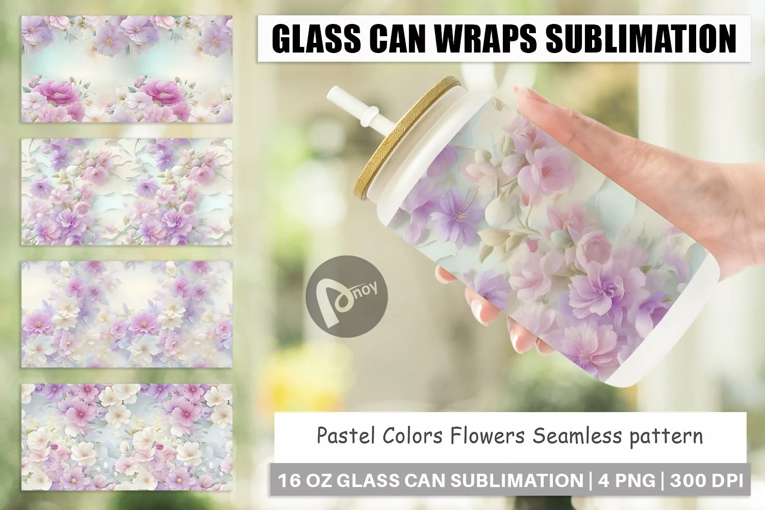 Glass Can Wraps Flower Pastel Pattern product image 1