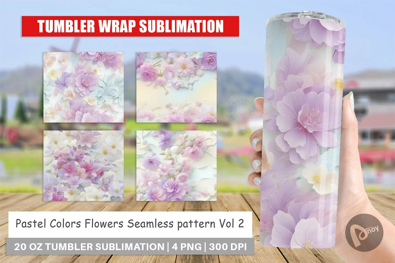 Tumbler Sublimation Wrap Flower Pastel Pattern product image 1