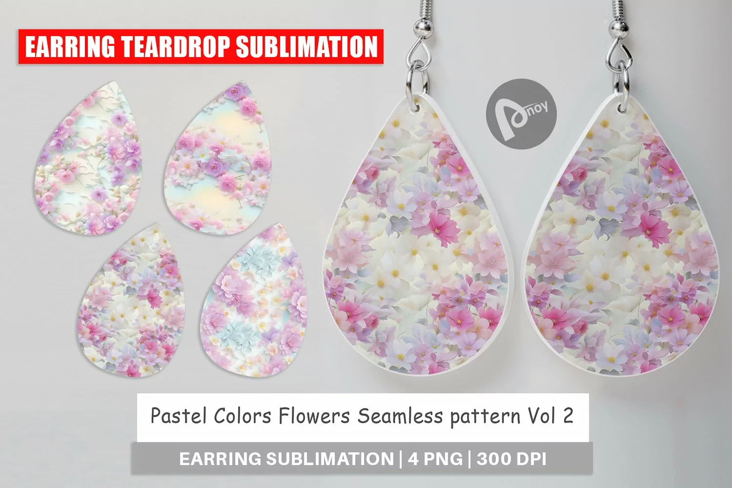 Earring Teardrop Flower Pastel Pattern product image 1