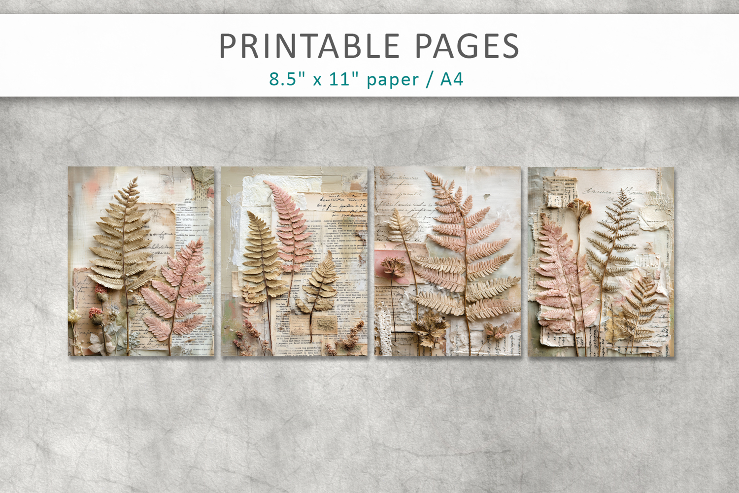 Floral Junk Journal Page, vintage paper product image 1