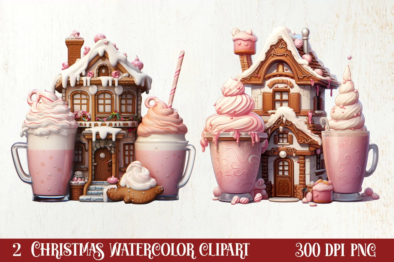 Pastel Gingerbread House Clipart Sublimation, Christmas PNG product image 1