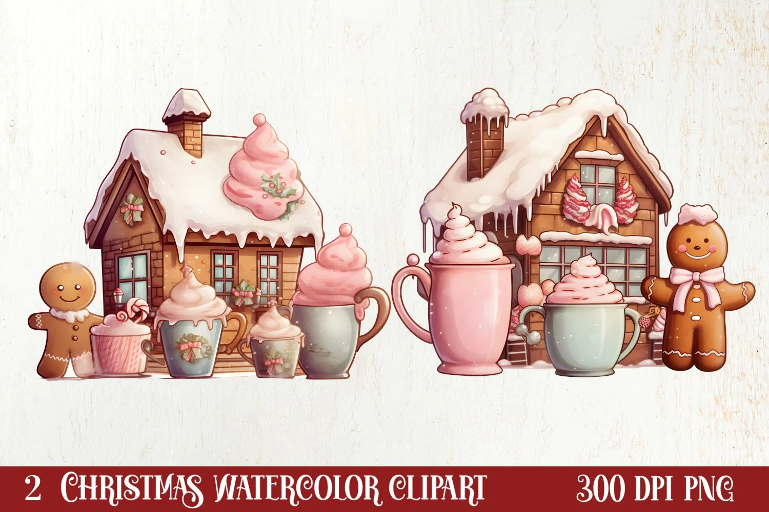 Pastel Gingerbread House Clipart Sublimation, Christmas PNG product image 1