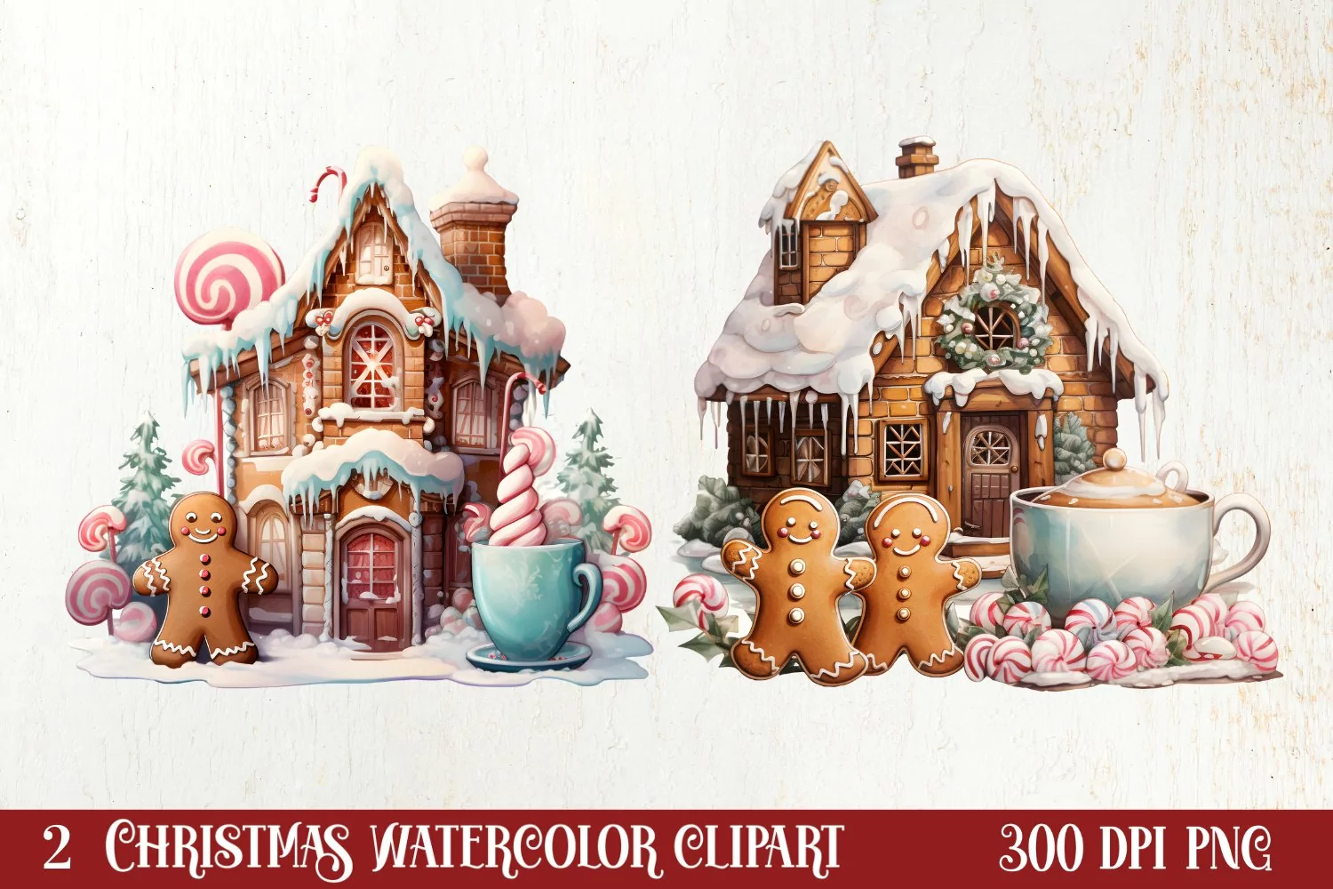 Pastel Gingerbread House Clipart Sublimation, Christmas PNG product image 1