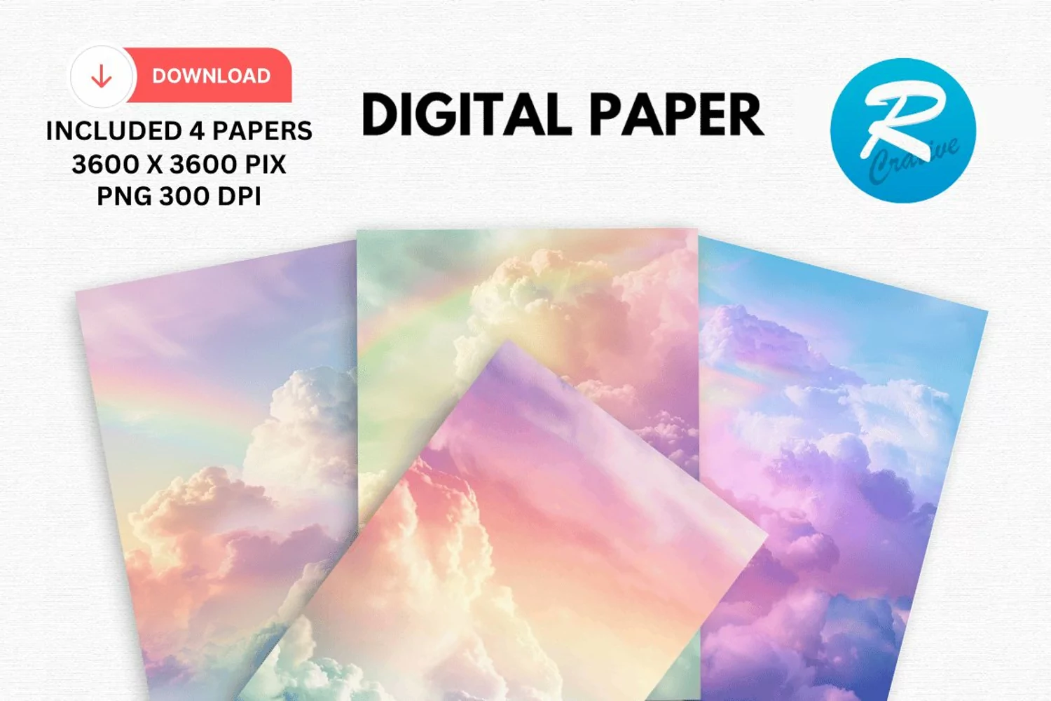 Pastel Rainbow Alcohol Ink Digital Paper, Rainbow Background product image 1