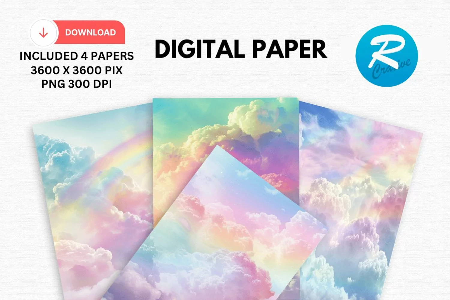Pastel Rainbow Alcohol Ink Digital Paper, Rainbow Background product image 1