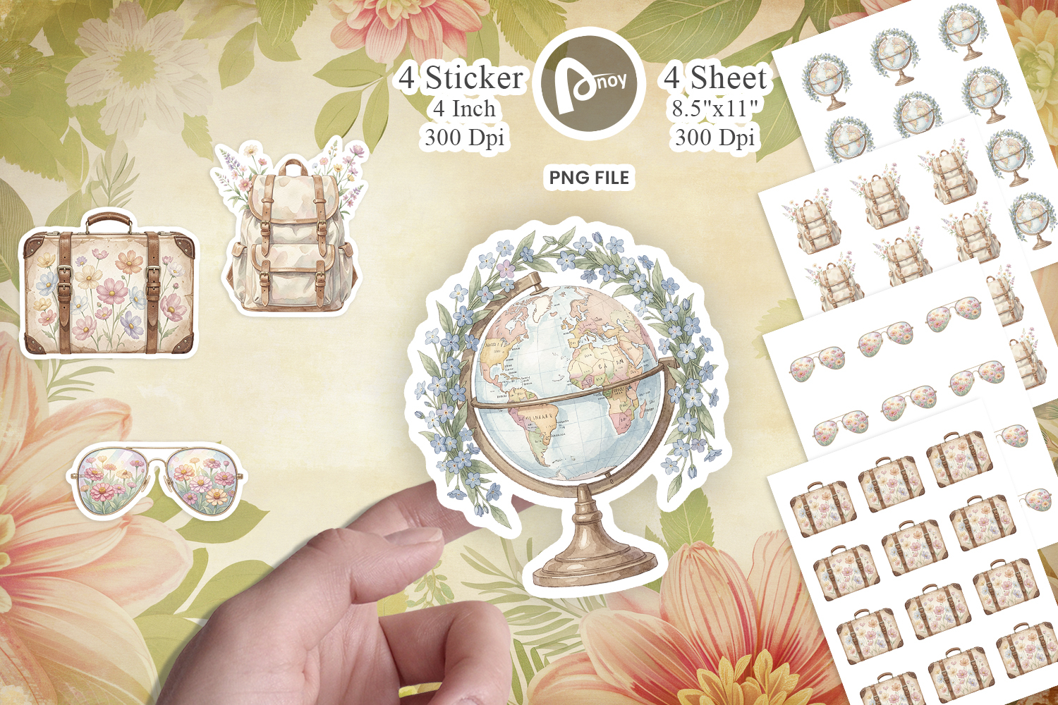 Pastel Vintage Travel Gear Sticker product image 1