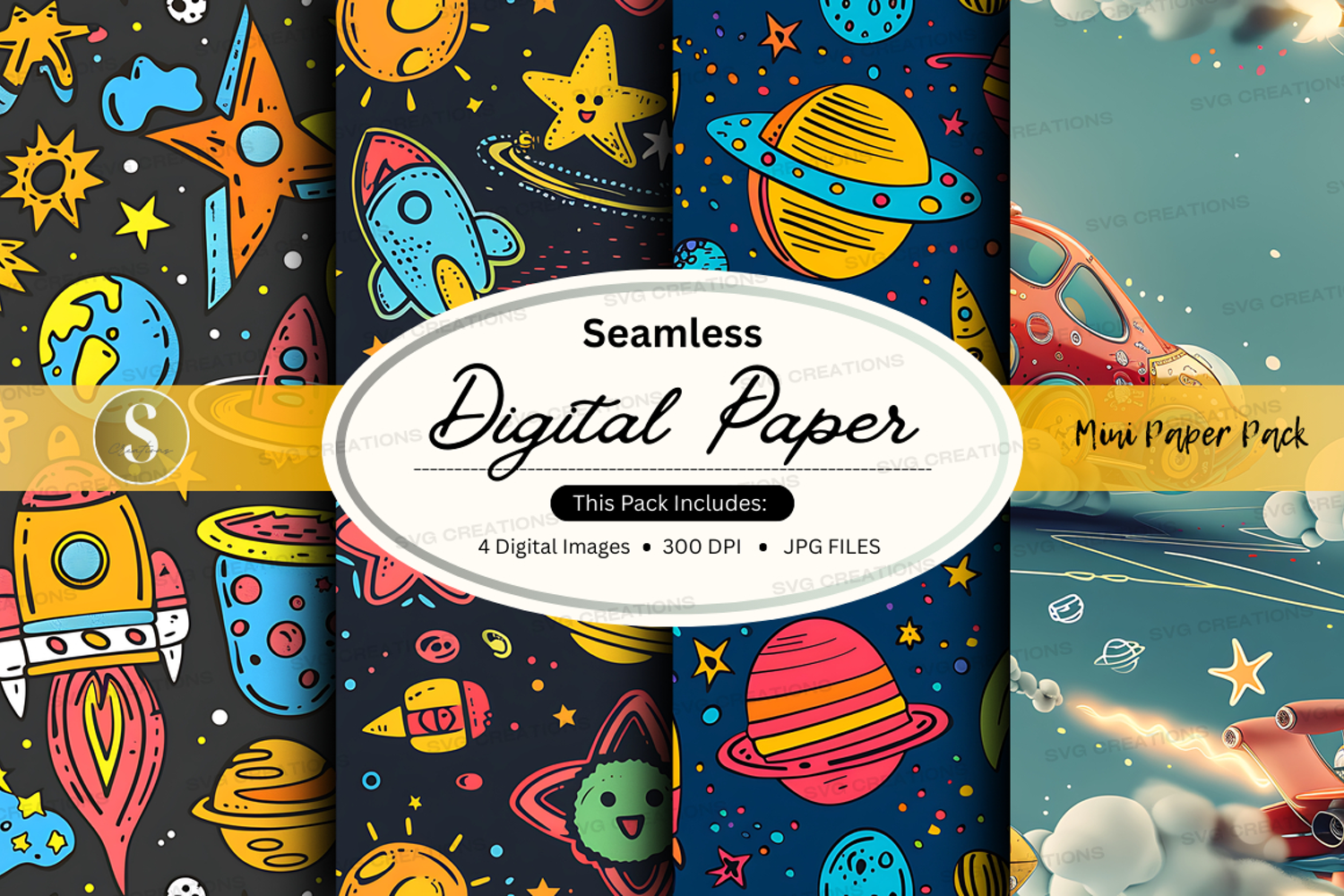 Seamless digital paper - space theme product image 1