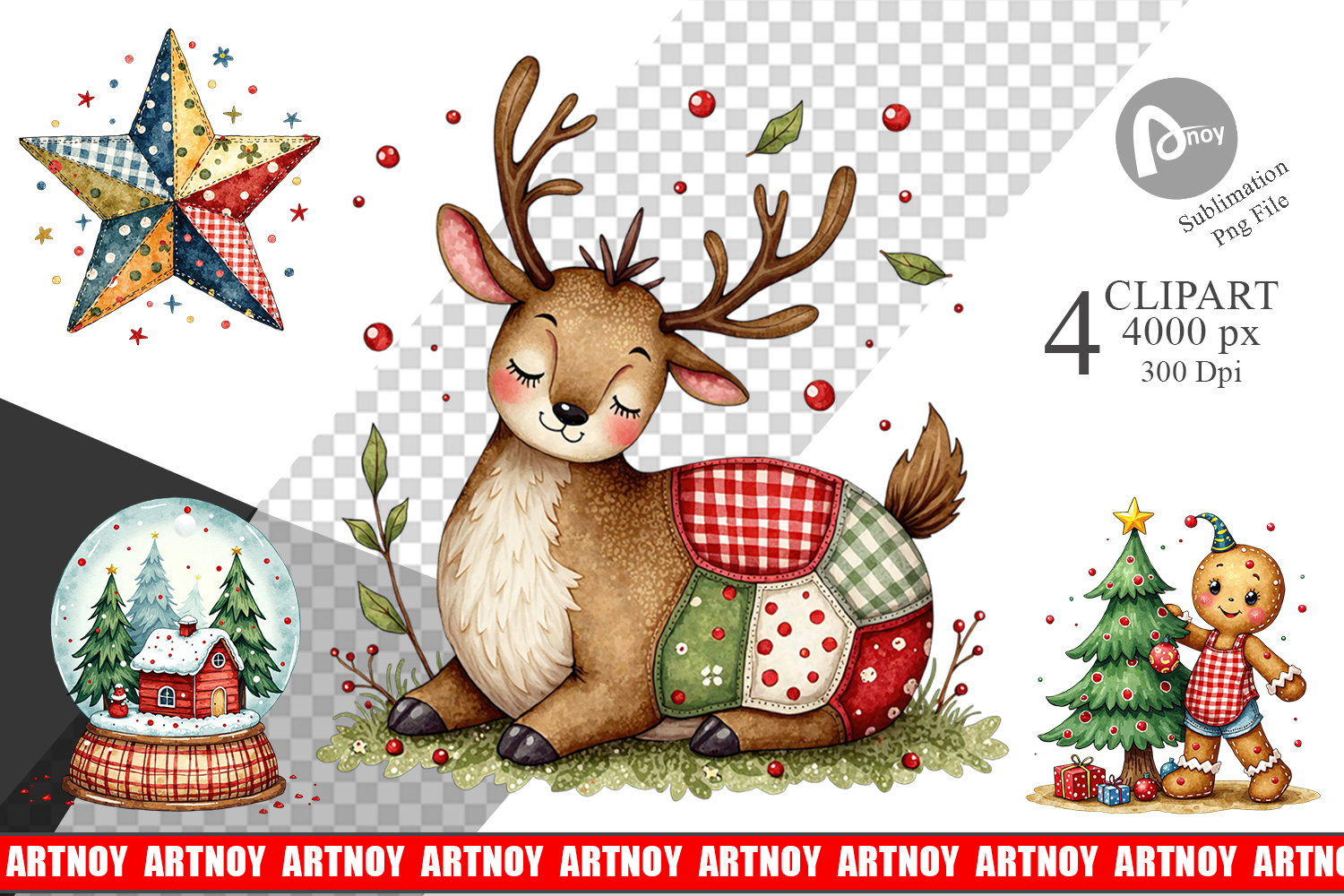 Patchwork Christmas Clipart product image 1
