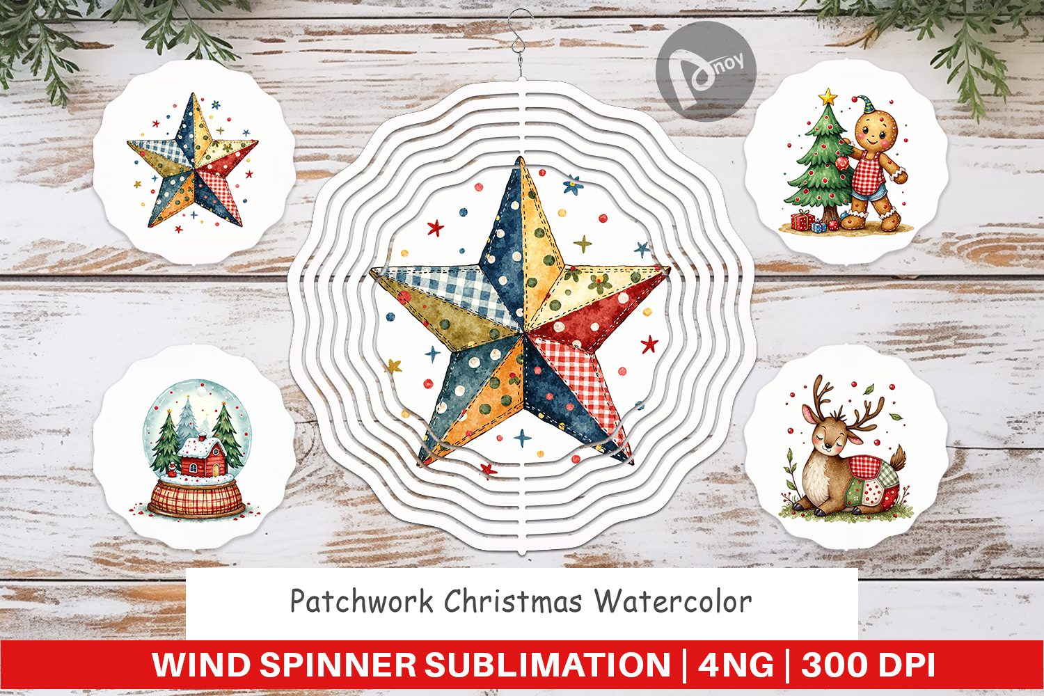 Patchwork Christmas Wind Spinner product image 1