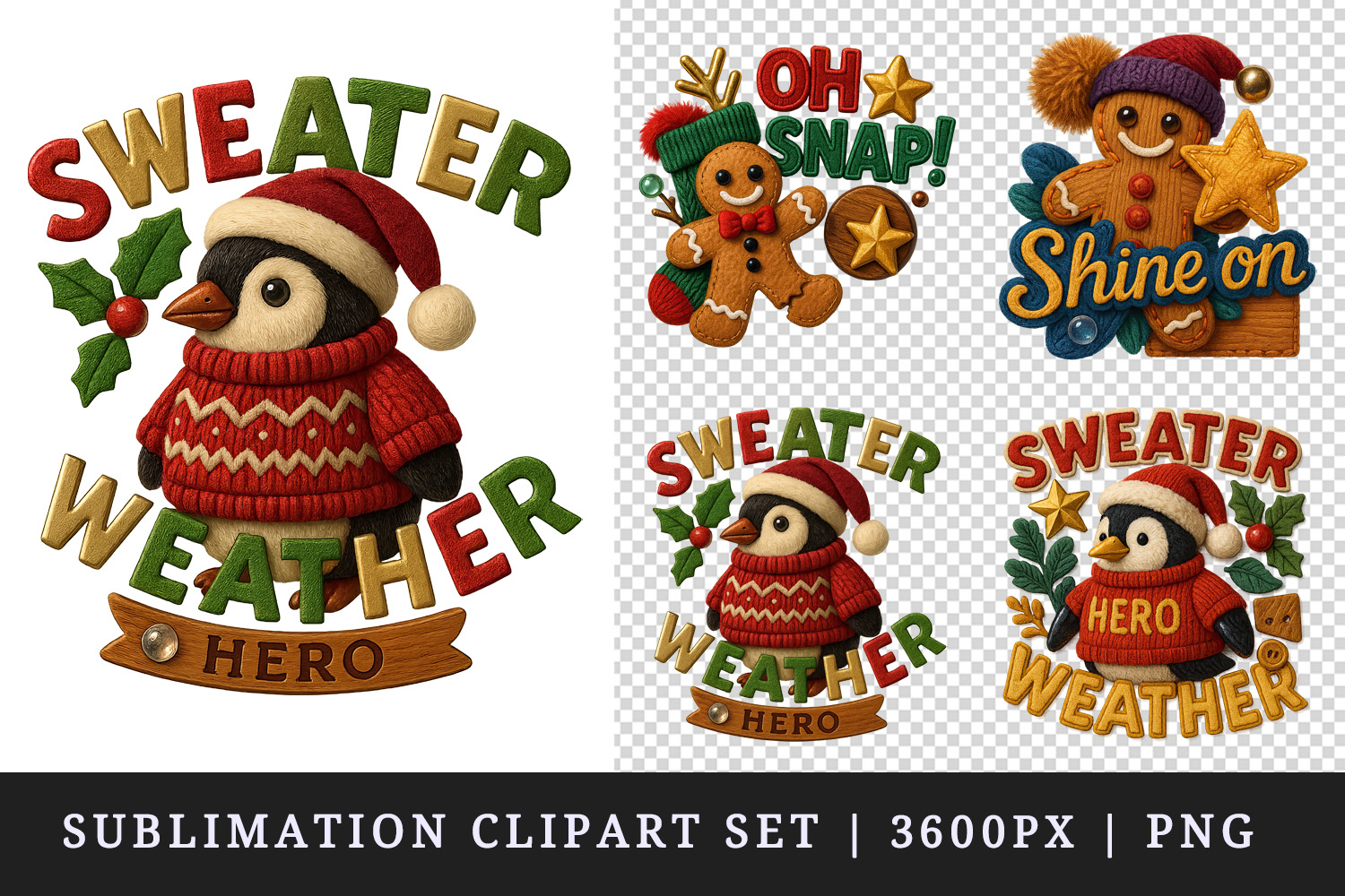Patchwork Christmas clipart printable sublimation design png product image 1