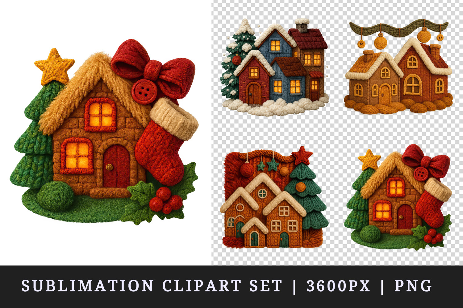 Patchwork Christmas clipart printable sublimation design png product image 1