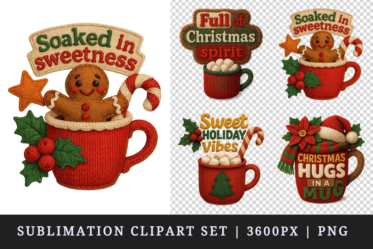 Patchwork Christmas clipart printable sublimation design png product image 1