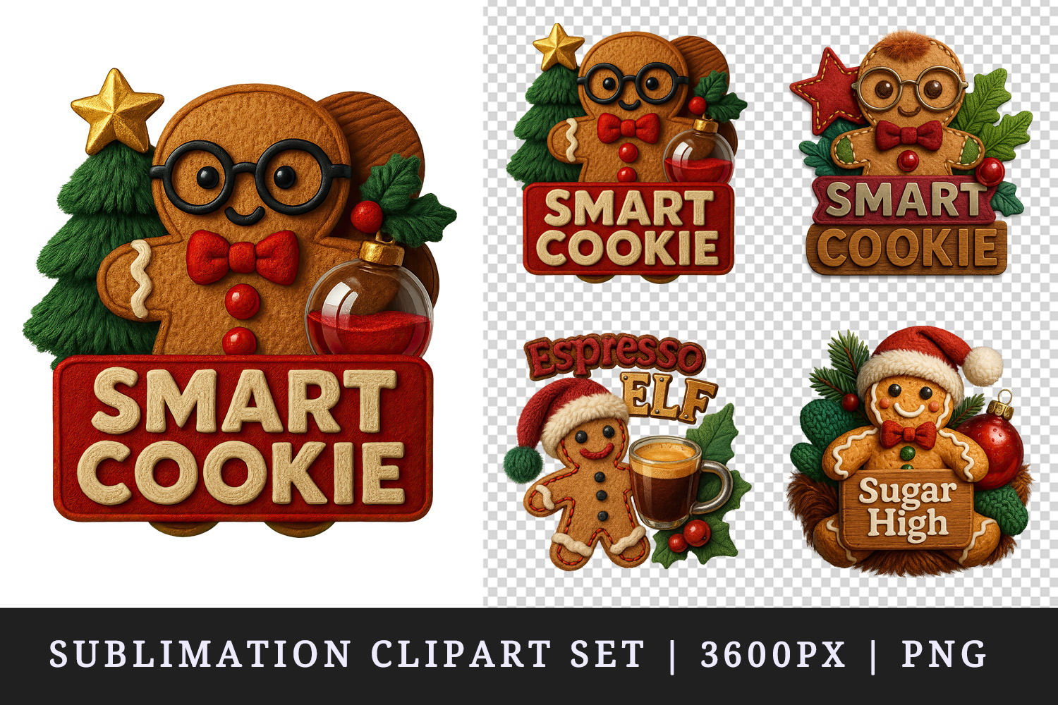 Patchwork Christmas clipart printable sublimation design png product image 1