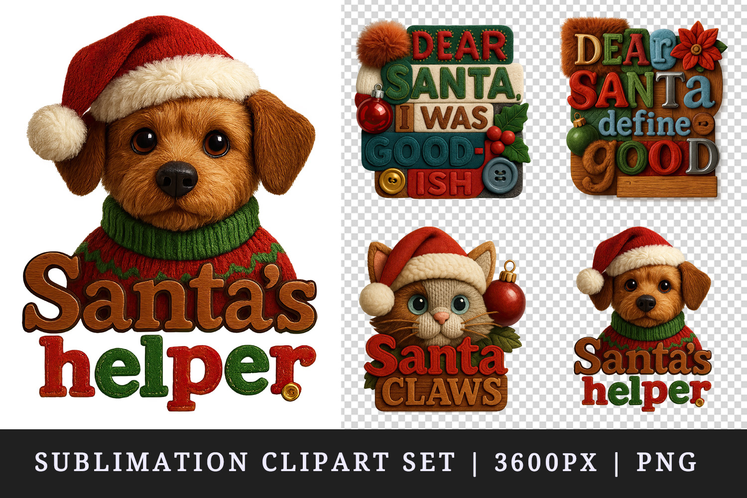 Patchwork Christmas clipart printable sublimation design png product image 1