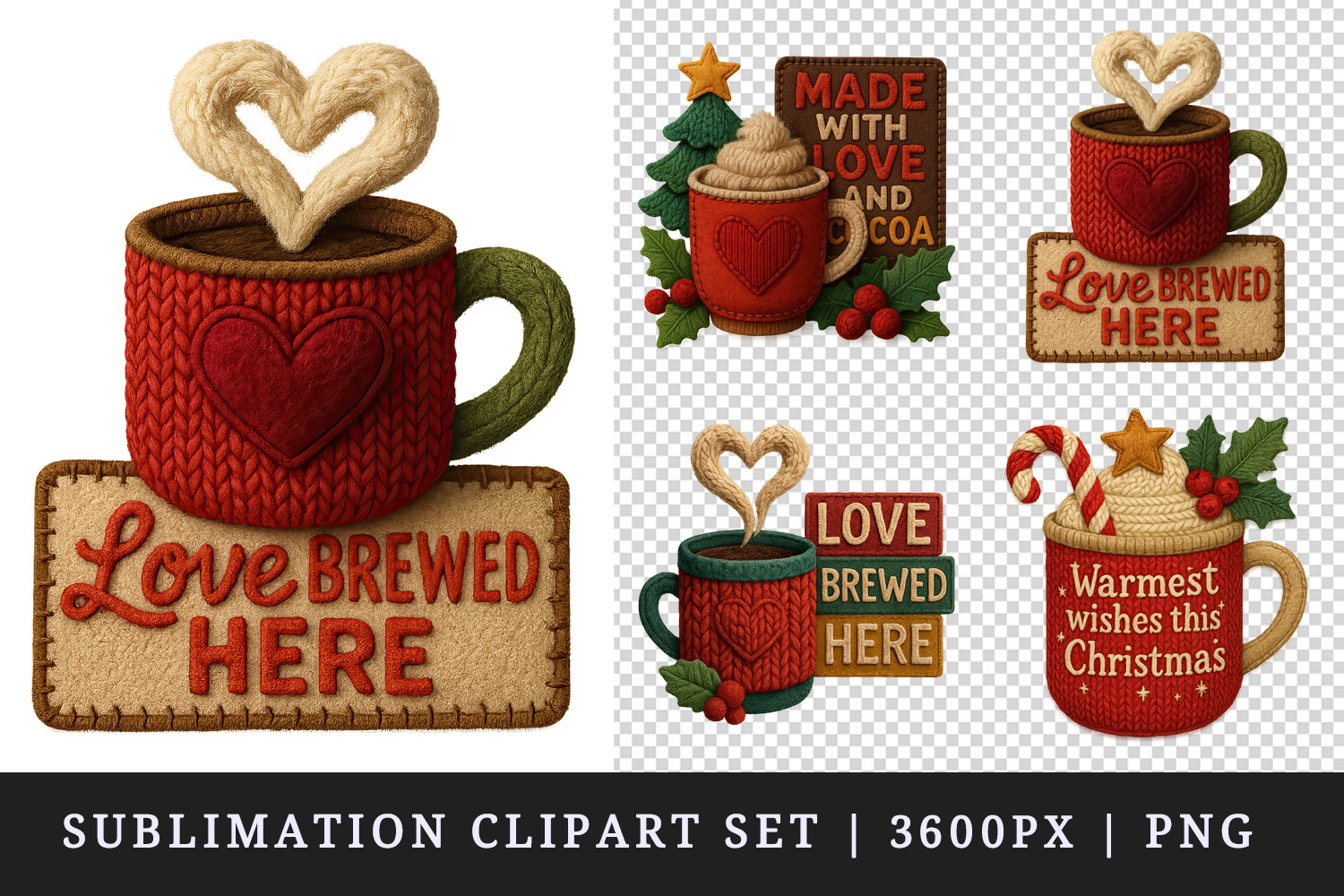 Patchwork Christmas clipart printable sublimation design png product image 1
