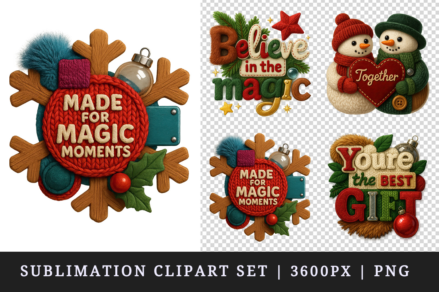 Patchwork Christmas clipart printable sublimation design png product image 1