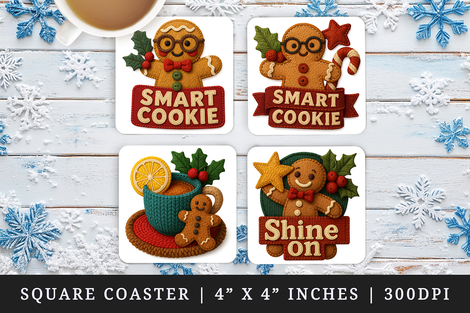 Patchwork Christmas square coaster sublimation design product image 1