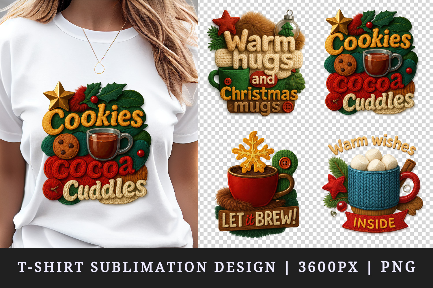 Patchwork Christmas t-shirt printable sublimation design png product image 1