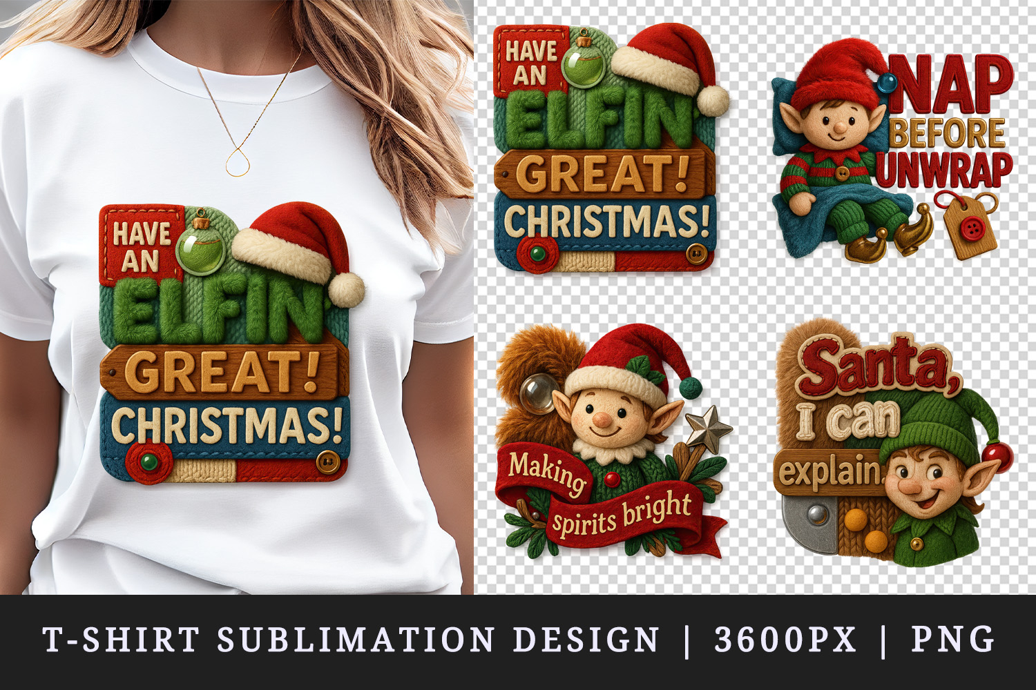 Patchwork Christmas t-shirt printable sublimation design png product image 1